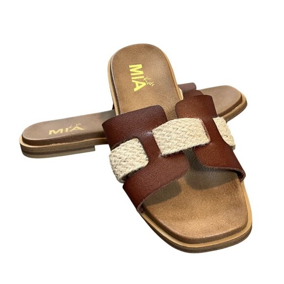MIA Kids Brown/Cream Elayney Slip-on Sandal Size 3 - Picture 2 of 9
